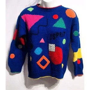 Vintage Esprit Kids Sweater Size Small Colorful Acrylic Geometric Shapes
